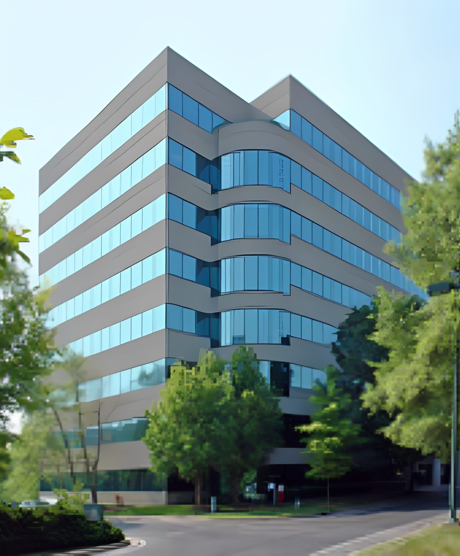 Contemporary architecture surrounded by trees