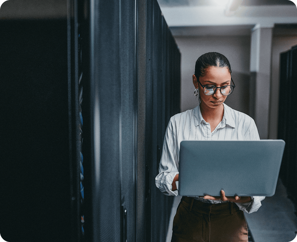 IT professional checking server equipment.