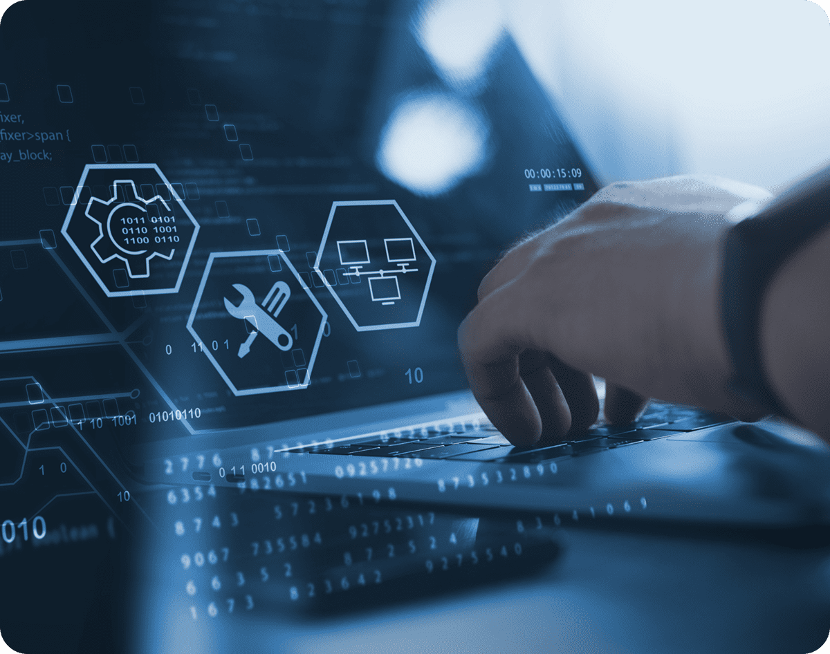 Digital interface with technology icons